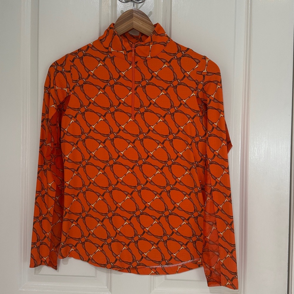 IBKUL Orange Patterned Long Sleeve Top